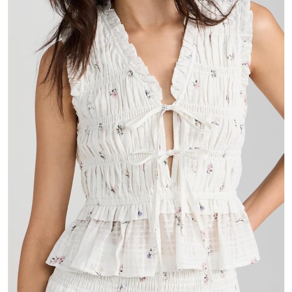 Rails White Floral Ruffle Top